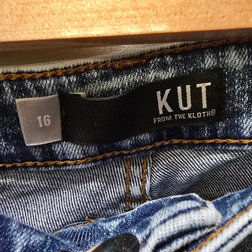 KUT from the Kloth Naomi Girlfriend Ankle Jeans‎ Distressed Denim Size 16